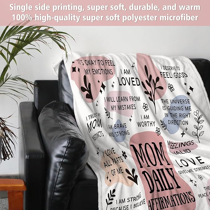 BaubleDazz First Mothers Day New Mom Gifts Blanket, Mama Daily Affirmations, Postpartum Pregnancy Gift for First Time Moms, Mommy to Be, Mama, New Mom Essentials, Birthday Gifts for Moms(50" x 60")