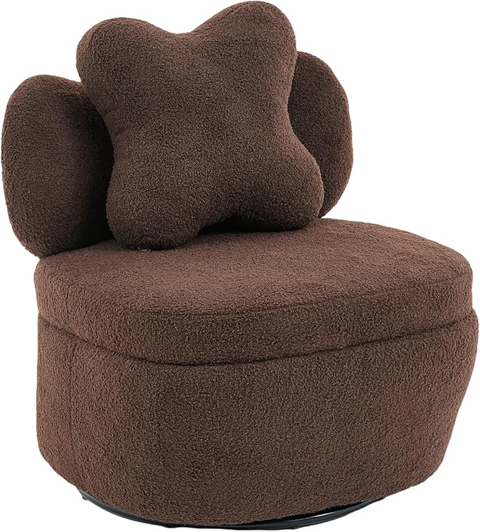 Teddy Velvet Swivel Accent Chair with Storage, 360° Rotating Ergonomic Armchair, Scratch-Resistant Upholstered Sofa Chair for Living Room, Bedroom, Nursery, Apartment or Small Spaces, 300 lbs Capacity