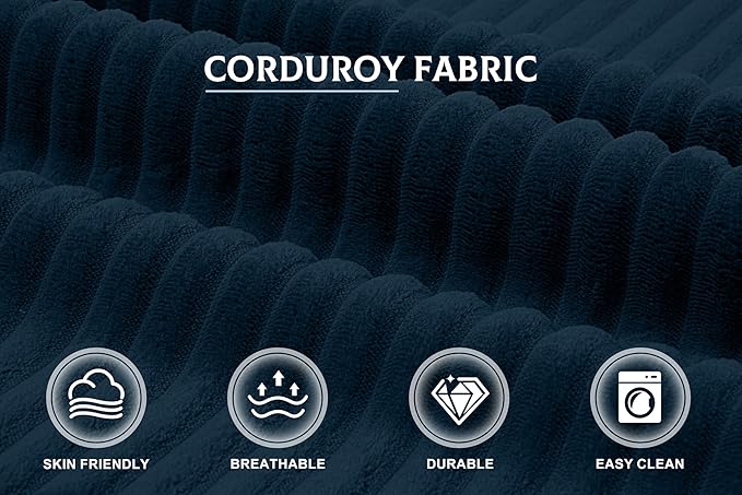 Homguava Modular Sectional Couches for Living Room,105" Cloud Couch with L-Shape Chaise,Comfy Sofa Living Room Sofas with Deep Seat,No Assembly L Couch,Corduroy Fabric(Blue,L)