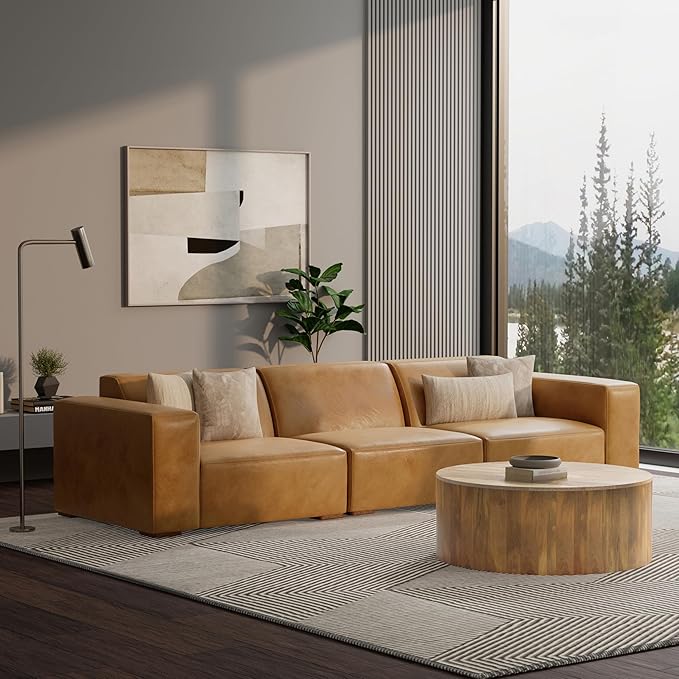 SIMPLIHOME Rex Left-Arm Sofa Module in Full-Grain Genuine Leather, Sienna, 44-inches Wide, Handcrafted Modern-Style Left-Arm Accent Chair for Living Room and Family Room