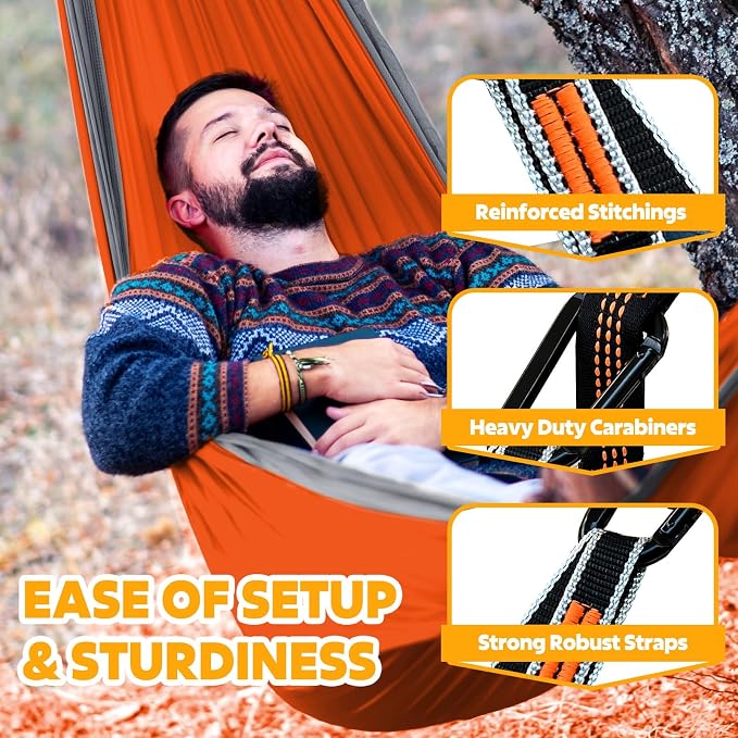NATUREFUN Ultra-Light Travel Camping Hammock | 300kg Load Capacity,Breathable,Quick-Drying | 2 x Premium Carabiners,2 x Nylon Slings Included | Outdoor Indoor Garden - Image 5
