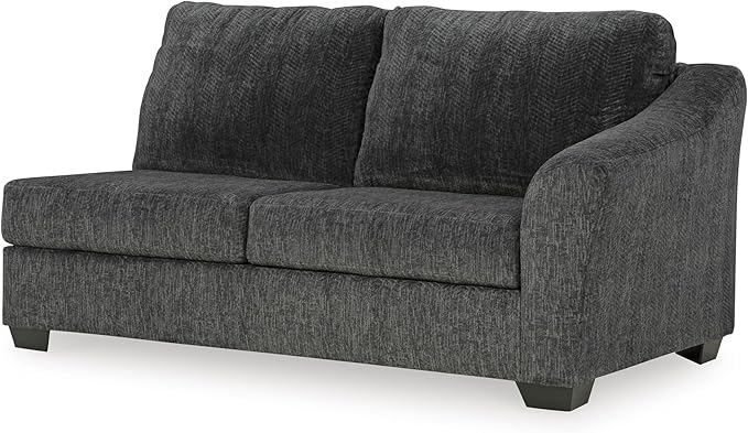 Signature Design by Ashley Biddeford Contemporary L-Shaped 2-Piece Sectional with Chaise, Loose Seat Cushions and 4 Accent Pillows, Gray