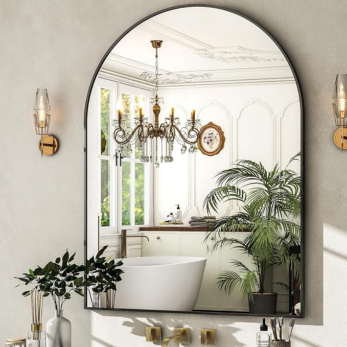 HARRITPURE Arched Wall Mirror – 30"x40" Arch Bathroom Mirror Metal Frame Vanity Mirror for Bedroom, Entryway Dresser Decor, Black by HARRITPUREHome