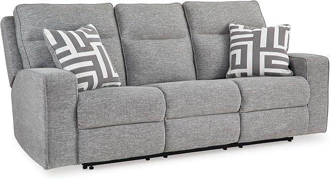 Signature Design by Ashley Biscoe Power Reclining Sofa, Easy View Headrest & Zero-Gravity Recline, Next-Gen Nuvella Polyester, Extended Ottoman, 88" Living Room Seating