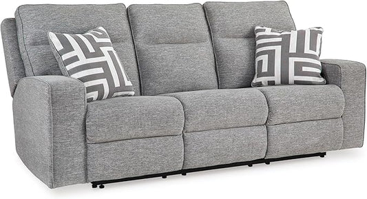 Signature Design by Ashley Biscoe Power Reclining Sofa, Easy View Headrest & Zero-Gravity Recline, Next-Gen Nuvella Polyester, Extended Ottoman, 88" Living Room Seating