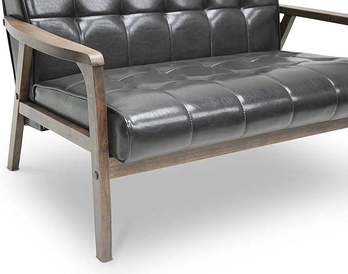 Baxton Studio Mid-Century Masterpieces Love Seat, Brown