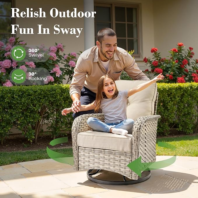 11 Pcs Patio Furniture with Fire Pit Table, Outdoor Rattan Wicker Conversation Set with Glowing Coffee Table, Comfy Sectional Sofa for Porch Balcony Backyard Pool, Beige