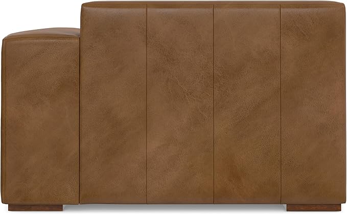 SIMPLIHOME Rex Right Chaise Sofa Module in Full-Grain Genuine Leather, Caramel Brown, 44-inches W x 69.5-inches D, Handcrafted Modern-Style Right-Arm Chaise Lounge Chair for Living Room