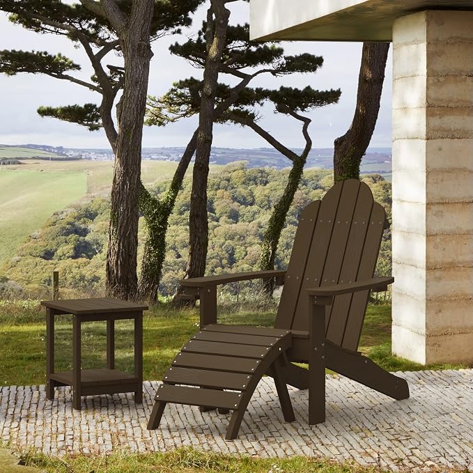 LUE BONA HDPS Adirondack Chairs Set of 2, Fire Pit Outdoor Chair Weather Resistant with Cup Holder, Modern Plastic Chair Plastic for Patio, Deck, Proch, 350LBS, Dark Brown - Image 6