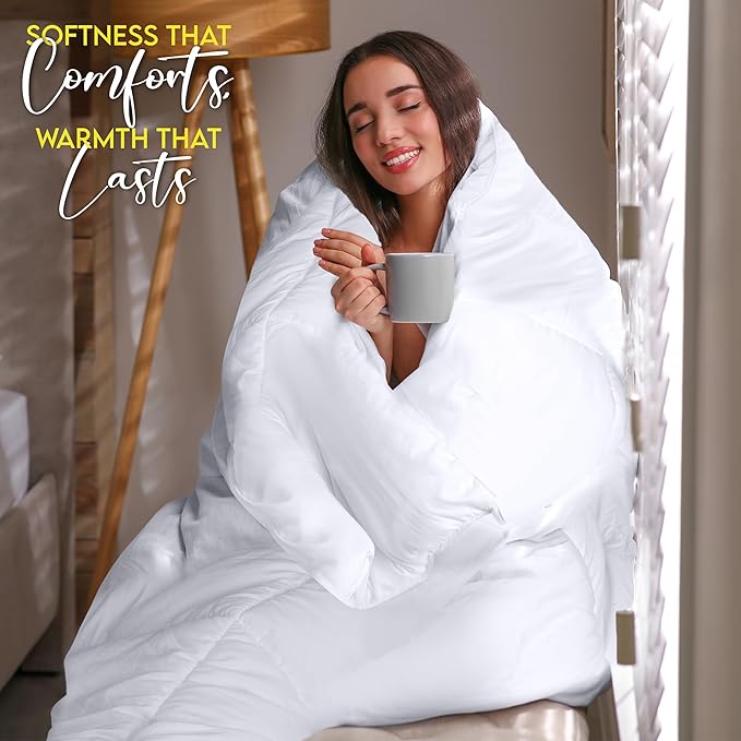 Utopia Bedding King Comforter Duvet Insert, Quilted White Comforter with Corner Tabs, Box Stitched Down Alternative Comforters King Size 90 x 102 inches