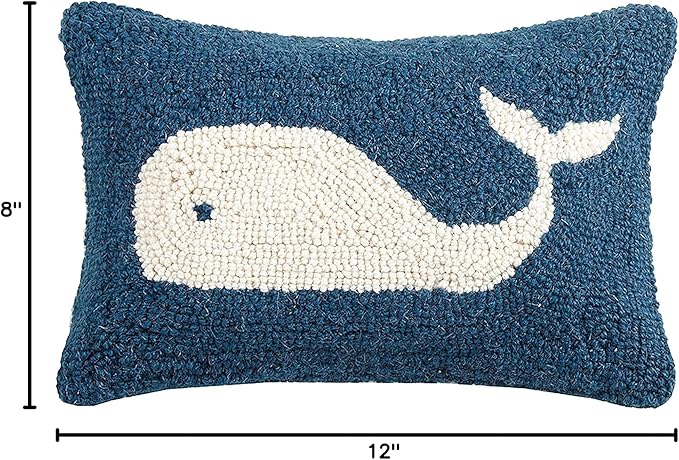 Peking Handicraft 30JSS757C12OB Whale Hook Pillow, 8X12 Throw Pillow