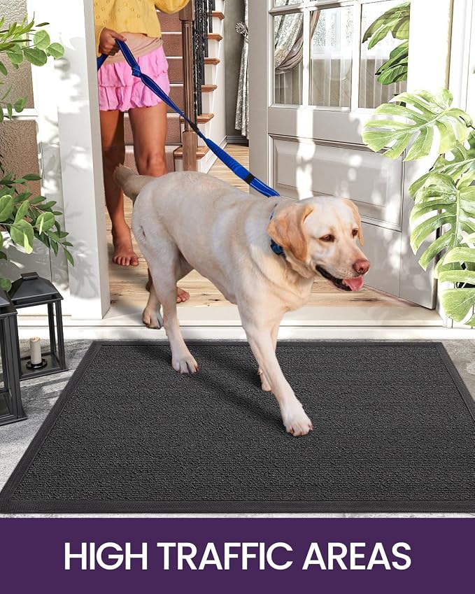 DEXI Front Door Mat Outside Entrance, 2x3 ft Rubber Entry Doormat Heavy Duty, Welcome Mats Non Slip for Inside House Floor Entryway Back Doors Exterior Patio, Grey - Image 7