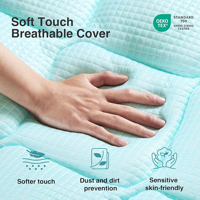 Novilla 4 Inch Dual Layer Memory Foam Mattress Topper, 2 Inch Gel Memory Foam and 2 Inch Cooling Down-Alternative Mattress Pad Cover for Back Pain, Breathable & Certi-Safe, King