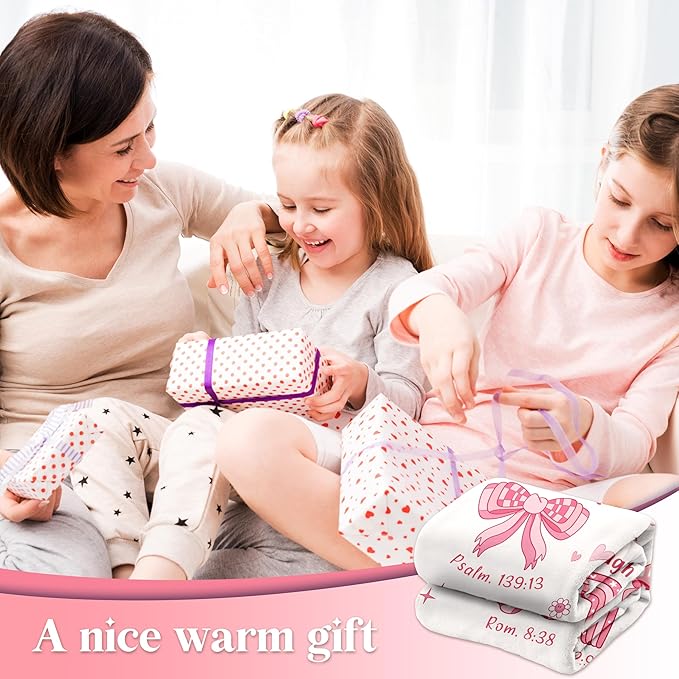 Baptism Gifts for Girl Christening, Christian Gifts for Girls, Flannel Soft Girl Blanket Decor, Christian Gift for Women on Birthday Christmas, Bible Verse Scripture Prayer Blanket