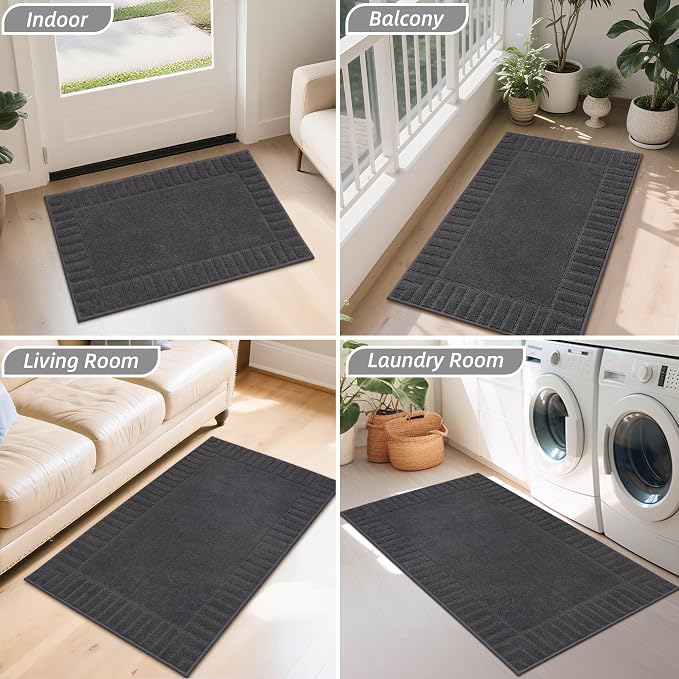 BEQHAUSE Door-Mat-Non-Slip Front Door Mat Washable Low-Profile Entrance Rugs for Front Door Entry Dirt Trapper Door Mats Absorbent Welcome Mats,20"x32",Dark Grey - Image 8