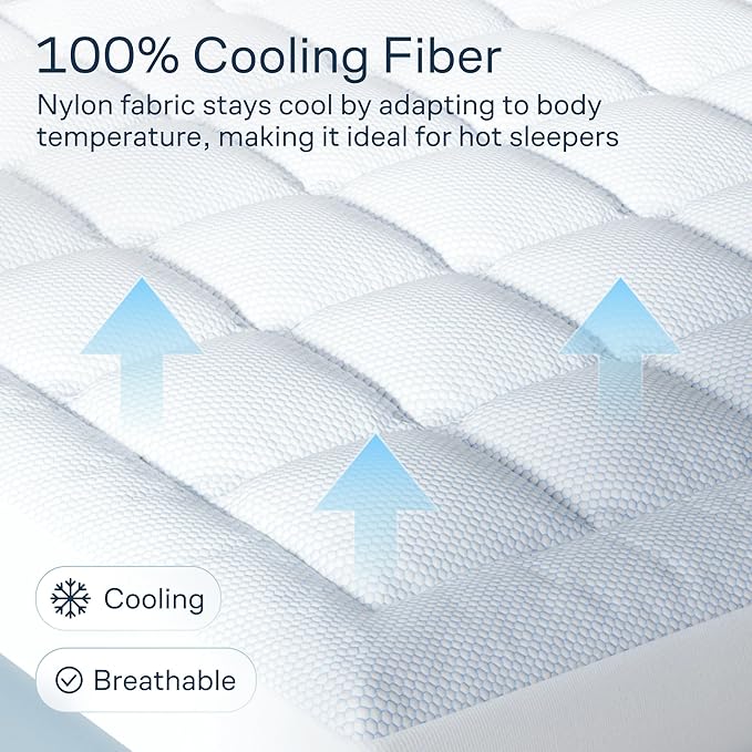 Niagara Cooling California King Mattress Topper - Pillow Top Mattress Cover Quilted Fitted Cooling Topper for Back Pain Deep Pocket Fits 20 Inches, Blue