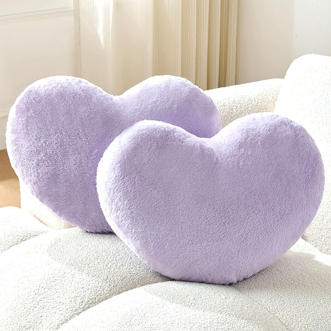 2PCS Throw Pillows Heart Pillow Home Decor Decorative Couch Pillows Bed Pillows Outdoor Pillows Valentine Gifts,Purple 9"*13"