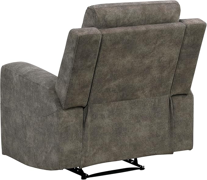 Lexicon Manual Recliner Chair, Textured Microfiber Reclining Sofa Chair, Home Theater Seating, Wall Hugger, Track Arms, Manual Recliner for Living Room/Office/Apartment, Easy Assembly, Brown