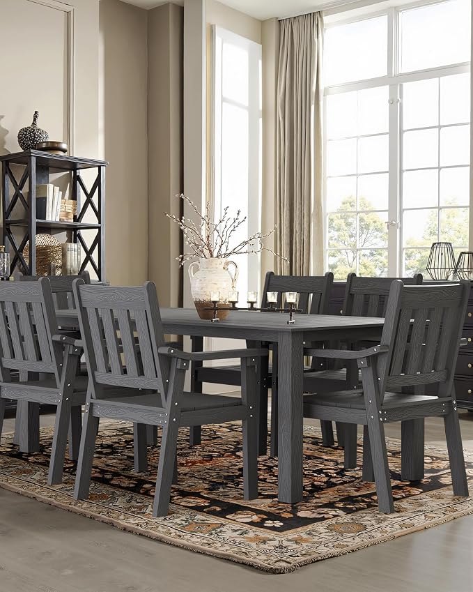 YEFU Patio Dining Chairs Set of 6: All Weather Outdoor Dining Chairs with Wide Curved Seat and Backrest - Outdoor Furniture Plastic for Outside Backyard/Garden/Porch/Deck 350lbs Capacity Grey - Image 6