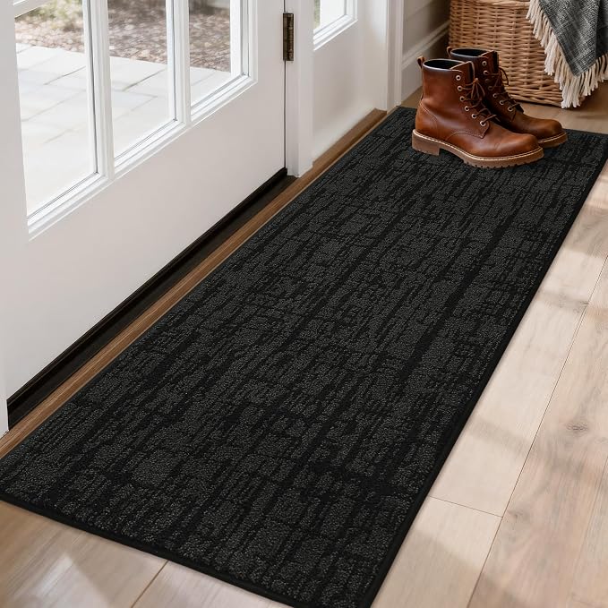 COSY HOMEER Door Mat 20" x 48" Non-Slip Washable Entryway Rug,Dirt Trapper Door Mat Indoor Entrance,Stain Resistant Absorbent Welcome Mats for Front Back Doormats and Wet Shoes,Black - Image 9