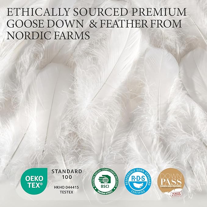 SANSWAN Oversized King Size Winter Goose Down Feather Comforter, Breathable Heavyweight Hotel Duvet Insert, 100% Organic Cotton Cover, Ultra Soft & Warm, 116x98 Inch, White