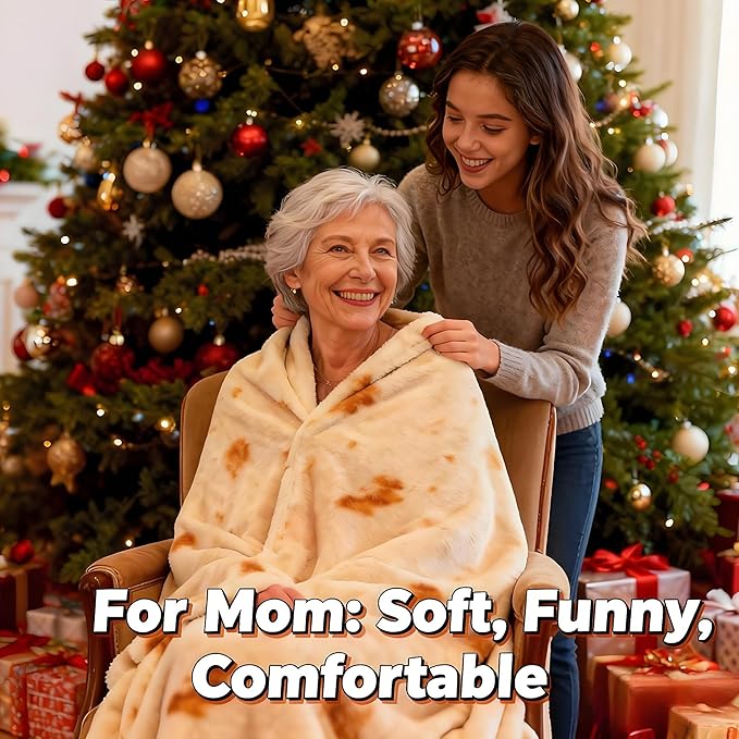 LetsFunny 90in Burrito Tortilla Throw Blanket, Double Sided Burritos Taco Tortilla Wrap Blankets for Adults Kids, Novelty Realistic Soft Flannel Round Food Blankets, Christmas Birthday Gifts for Women