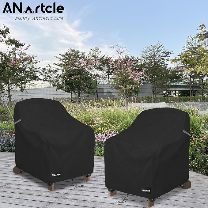 ANartcle Patio Adirondack Chair Cover 2 Pack,600D Waterproof Heavy Duty Outdoor Chair Covers,Adirondack Chair Covers(30W x 34D x 36H inches),Patio Furniture Covers,Black - Image 7