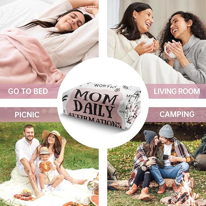 BaubleDazz First Mothers Day New Mom Gifts Blanket, Mama Daily Affirmations, Postpartum Pregnancy Gift for First Time Moms, Mommy to Be, Mama, New Mom Essentials, Birthday Gifts for Moms(50" x 60")
