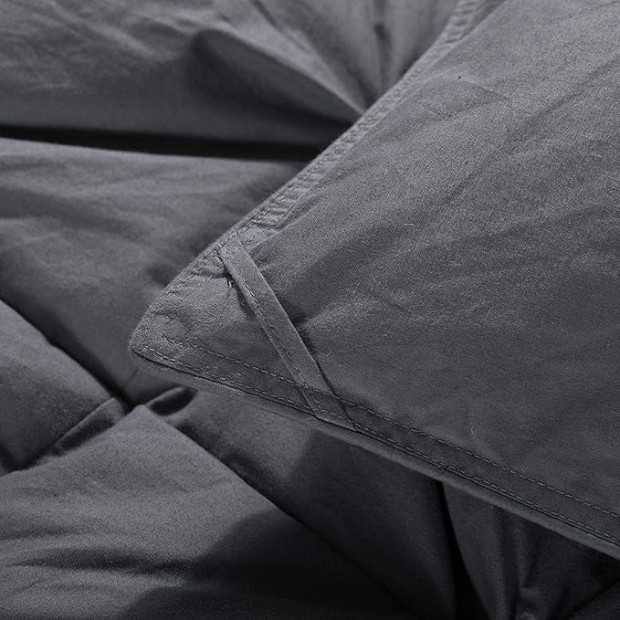 HOMBYS 120x120 Oversized King Feather and Down Comforter, Pinch Pleat Super Palatial King Duvet Insert with 100% Cotton Cover, Grey Fluffy Thick Comforter with Corner Tabs for All Season Warmth