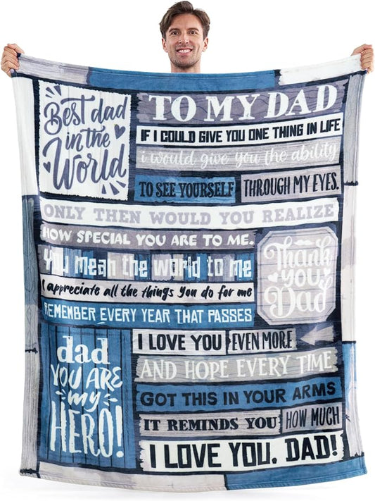Joiedomi Dad Birthday Gifts from Daughter Son Super Soft Flannel Throw Blanket Dad Blanket for Father's Day Christmas 50" x 60" Grey
