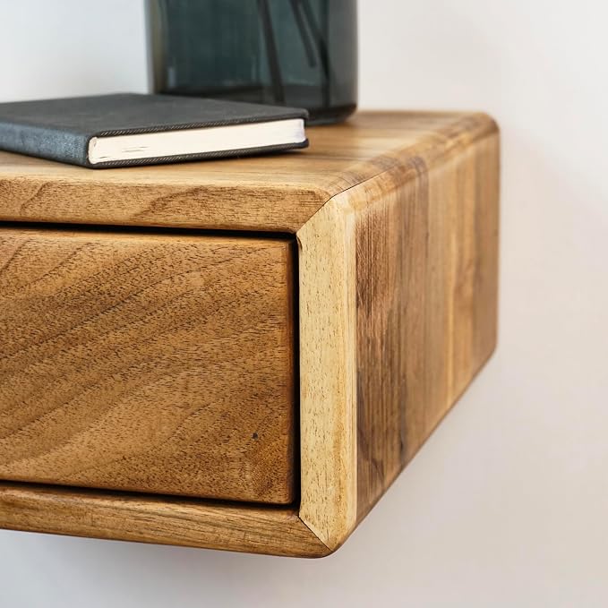 Ultimate Premium Products Walnut Nightstand: Warmth & Solidity | Matte Walnut Lacquer Finish | Spacious Storage Drawer | Ideal for Classic Decor Styles | Small - Image 7