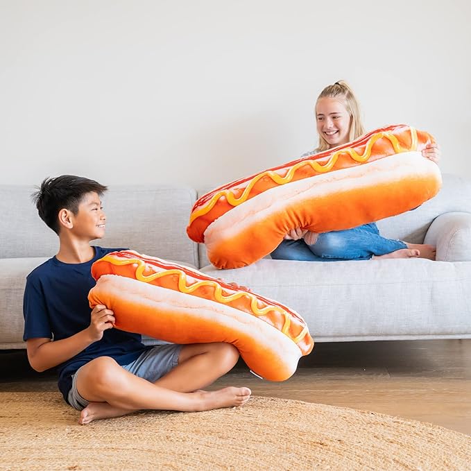 Much Comfort 39" 3D Supreme Hot Dog Throw Pillow - Made with Super Soft, Ultra Premium Fabric - Cute, Comfortable, Plush Stuffed Body Cushion for Home Decor - Best Funny Gift for Meat Lovers - X-Large