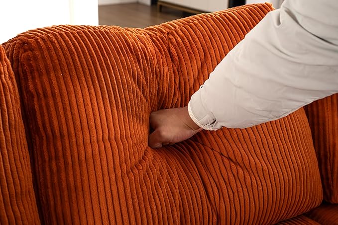 Eafurn 84" Sectional Sleeper Sofa with Pull Out Bed, L-Shaped Modular Corner Sofa with Hidden Storage, Cup Holders & USB Ports, Comfy Corduroy Fabric Convertible Couch for Living Room, Apartment | Breathable material, Side Pockets