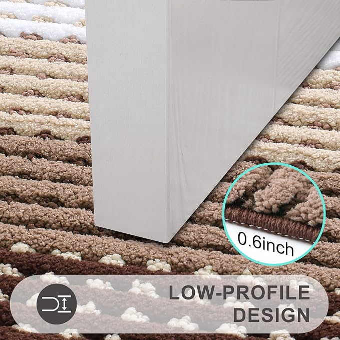 Kitinjoy Indoor Outdoor Door Mat, 71x24 Non-Slip Absorbent Dirt Trapper, Low-Profile Washable Inside Entrance Front Floor Mat, Sturdy Soft Entry Dotted Ombre Doormats for Entryway, Brown - Image 4