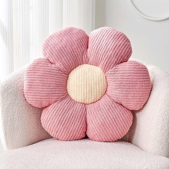 Kcvvcr Flower Throw Pillow, Soft Pink 14.9" Shaped Floor Pillow for Home Decor, Cute Aesthetic Plush Decorative Pillows for Bed, Sofa, Couch