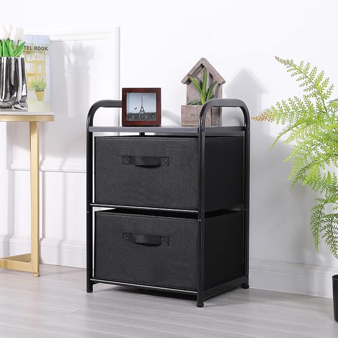 MAX Houser Dresser for Bedroom with 2 Drawers, Wide Chest of Drawers, Fabric Dresser, Storage Organizer Unit with Fabric Bins for Closet, Living Room, Hallway, Nursery,Black - Image 6