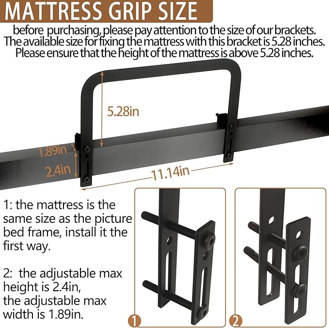 5-Piece Mattress Slide Stoppers for Metal Bed Frame (5.2in) - Adjustable Beds, RV, Keeping Mattress from Sliding
