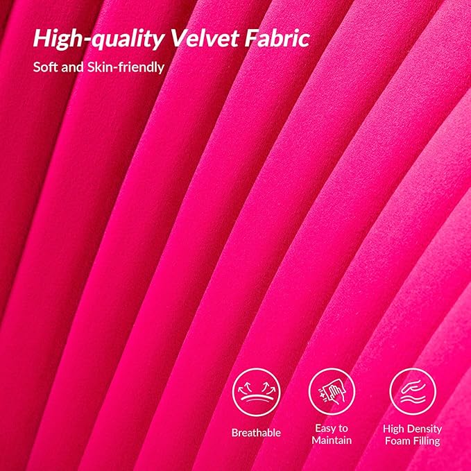 HULALA HOME 3 Piece Velvet Living Room Furniture Set, Modern Comfy Upholstered Chair Set with Golden Legs, include Loveseat & 2 Accent Chairs for Bedroom, FUCHSIA Tufted 2-Seater Sofa & Armless Chairs