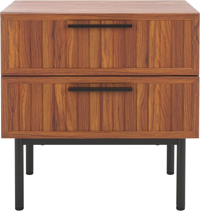 SAFAVIEH Home Collection Axelle Walnut/Black 2-Drawer Nightstand - Image 11