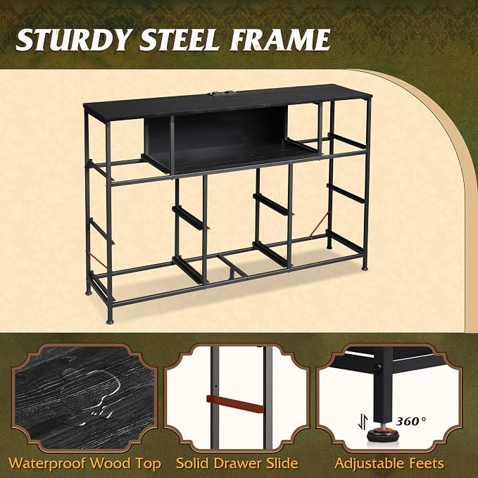 WLIVE Black Dresser TV Stand for 45, 50, 55 inch TV, Entertainment Center with LED Lights & Charging Station, Chest of Drawers with 8 Fabric Drawers and Open Shelves for Living Room, Hallway, Wood Top - Image 9