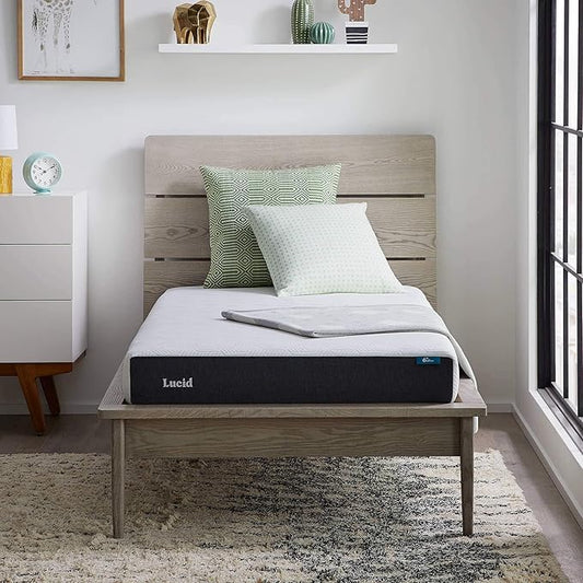 Lucid 6 Inch Memory Foam Mattress – Low Profile – Medium Firm Feel - Infused with Bamboo Charcoal and Gel - Bed in a Box - Temperature Regulating - Breathable - Twin XL Size