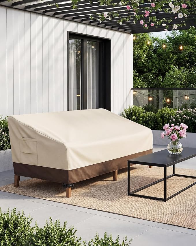 Vailge Heavy Duty Patio Sofa Cover, 100% Waterproof 3-Seater Outdoor Sofa Cover,Lawn Patio Furniture Covers with Air Vent and Handle,93" Wx 40" Dx 35" H,Beige&Brown - Image 7