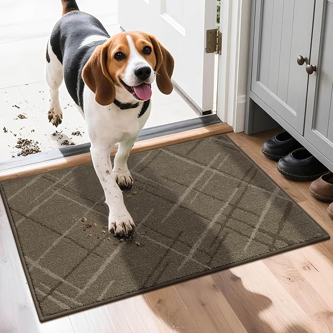 COSY HOMEER Front Door Mat Low Profile Non-Slip Doormat for Entryway, Absorbent Dirt Trapper Washable Entrance Mat, Sturdy Polyester Doormats (32"x20", Brown) - Image 9