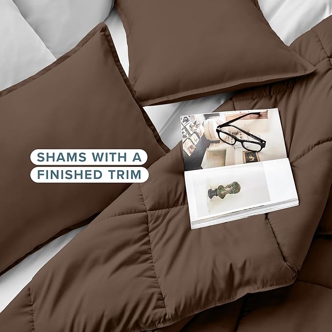 Bare Home Comforter Set - California King Size - Ultra-Soft - Goose Down Alternative - Premium 1800 Series - All Season Warmth (California King, Cocoa)