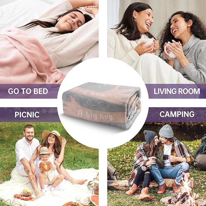 Afterprints Get Well Gifts for Women Men, Hug/Healing Blanket, Thinking of You/Cancer Care/Sympathy/After Surgery Gifts for Friends, Sister, Coworkers, Soft Throw Blankets 50'' x 60''