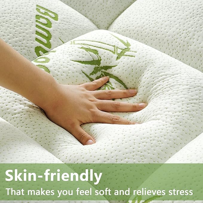 PATSBA Premium Viscose Made from Bamboo California King Size Mattress Topper, Quilted Fitted Extra Thick Mattress Pad,Pillow Top Mattress Cover with Deep Pocket Up to 21 Inches（72 * 84inch）