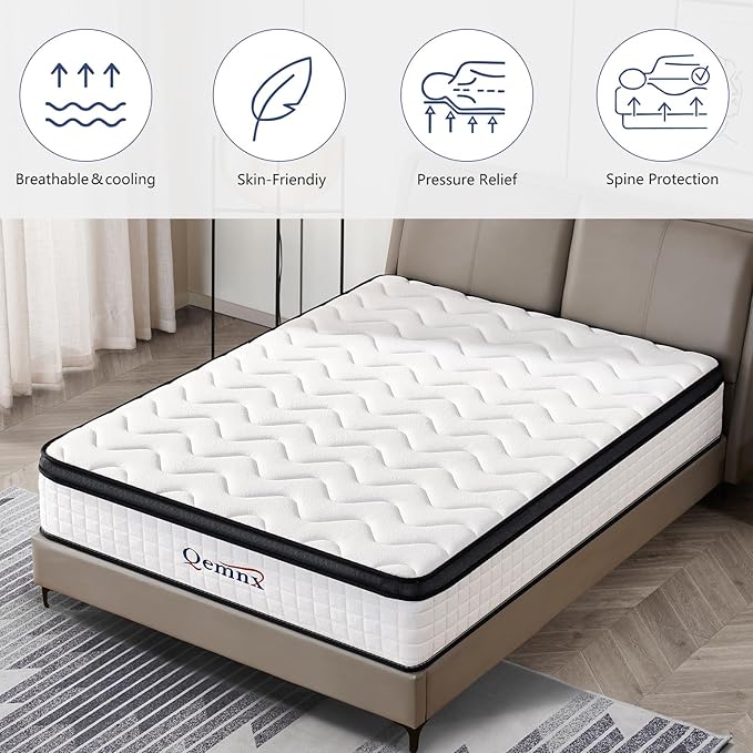12 Inch King Hybrid Mattress – Medium Firm, Memory Foam & Responsive Pocket Springs, Enhanced Edge Support, Motion Isolation, Pressure Relief, Eco-Friendly, Compressed for Easy Setup