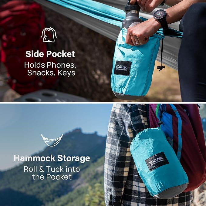 Kootek Camping Hammock, Portable Hammocks with Tree Straps & Attached Carry Bag, Camping Essentials Gear, Perfect for Outside Indoor Hiking Beach Backpack Travel - Image 4