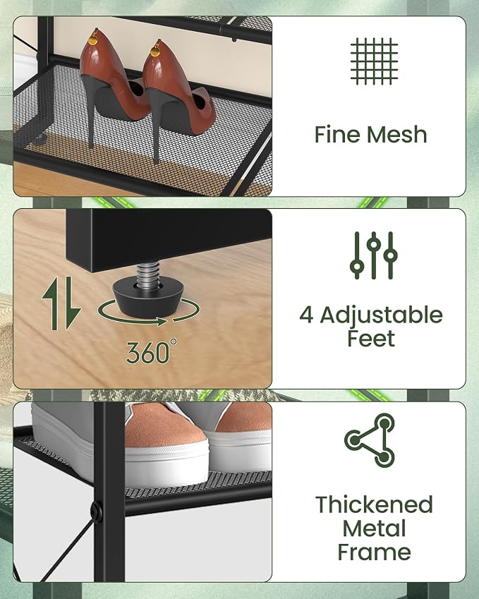 CHOEZON Shoe Rack, 2-Tier Shoe Rack for Closet, Metal Shoe Storage Organizer, Shoe Rack for Entryway, Shoe Shelf with Adjustable Feets, for Entryway, Hallway, Living Room, Bedroom, Black TXJ12BB - Image 6