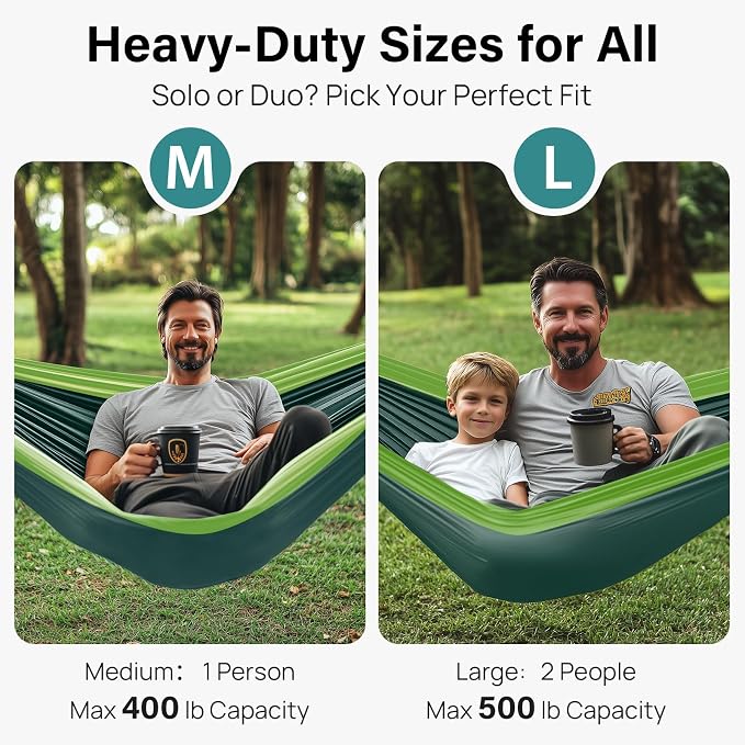 Kootek Camping Hammock, Portable Hammocks with Tree Straps & Attached Carry Bag, Camping Essentials Gear, Perfect for Outside Indoor Hiking Beach Backpack Travel - Image 2